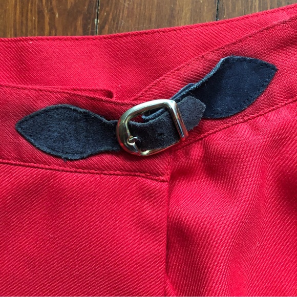 Vintage Wrap Skirt Red w Suede Buckle Detail 4 - Picture 3 of 7